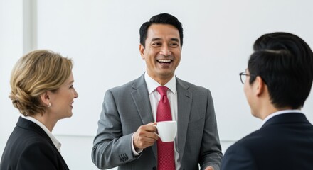 Fototapeta premium Successful Business Meeting: Happy Executive with Colleagues