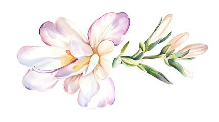 Fototapeta premium A watercolor painting of a flower with a white stem