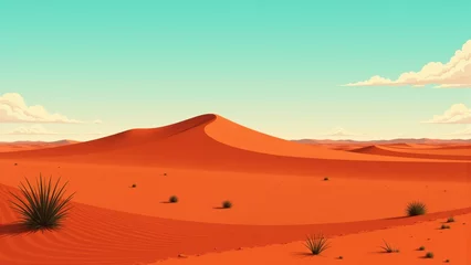 Gordijnen Vibrant Australian Outback Red Dunes under bright blue sky, showcasing serene desert landscape. Concept of Australian Outback Red Dunes highlights nature's beauty and tranquility. © Stanislav
