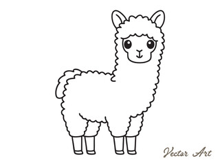 llama vector silhouettes, outline vector drawing on a white background