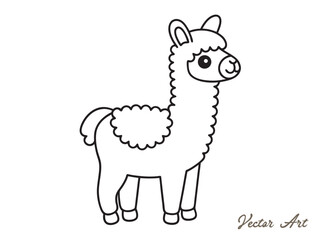 llama vector silhouettes, outline vector drawing on a white background