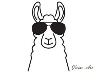 llama vector silhouettes, outline vector drawing on a white background