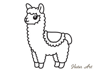 llama vector silhouettes, outline vector drawing on a white background