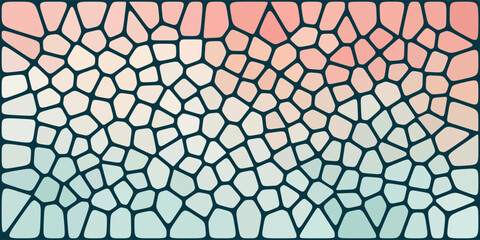 A mosaic pattern with irregular polygonal shapes, featuring a gradient from soft pink to light blue, creating a modern, abstract aesthetic.
