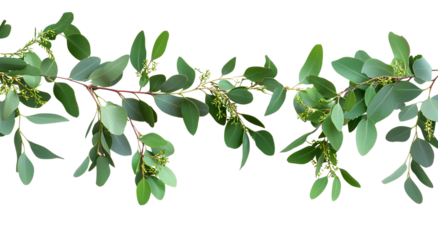 Eucalyptus frame border with a transparent background, white background