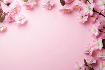 Floral Frame on Pink,Cherry Blossom, Springtime