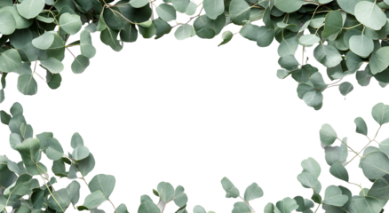 Eucalyptus frame border with a transparent background, white background