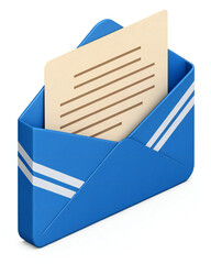 A simple name for this image could be Blue mail envelope with letter and shadow in glossy 3D design