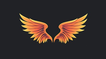Obraz premium Fiery wings spread wide against a dark background.