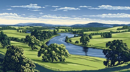 River Valley Summer Landscape. (1)