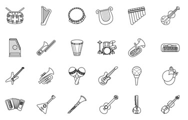  Musical instrument line icon set. Vector. editable