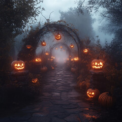 Halloween Aesthetic Glowi With Spooky Environments Foggy