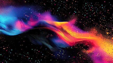 A glitchy noise effect background with bright neon colors and fragmented patterns, adding a futuristic vibe