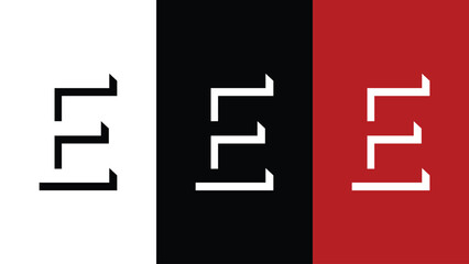 The image shows the letter "f" designed using clean, horizontal and vertical lines, presented in three color variations side-by-side.