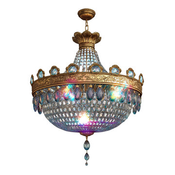 recommend clip art: Ornate Crystal Chandelier Shining Brightly on Isolated White and Transparent Background, Luxury and High End Lifestyle Concept