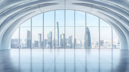 Empty Modern Office Space with Cityscape View