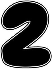 Black number 1 with white border Bold font