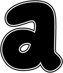 Black lowercase letter a with white border Bold font
