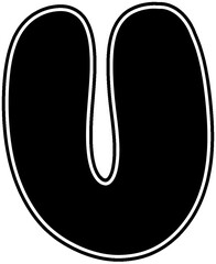Black capital letter U with white border