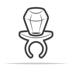 Diamond ring shaped candy outline icon transparent vector isolated