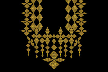 Gold fine art necklace design,beautiful ethnic pattern.