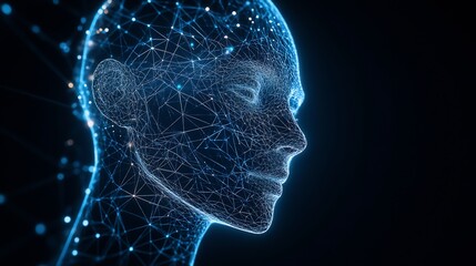 Fototapeta premium Digital network connecting people through holographic interfaces symbolizing AI driven human interactions and futuristic social dynamics