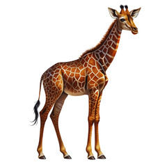 Naklejka premium Majestic Giraffe Isolated, Standing Tall with Elegant Patterned Coat and Striking Details