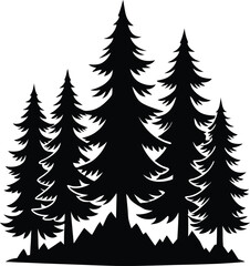 Obraz premium Fir Tree Silhouette Vector Design – Evergreen Pine Icon