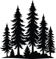Obraz premium Fir Tree Silhouette Vector Design – Evergreen Pine Icon