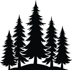Obraz premium Fir Tree Silhouette Vector Design – Evergreen Pine Icon