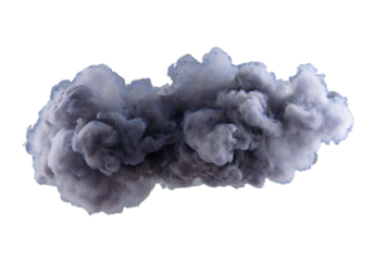 Dense dark gray smoke cloud formation dramatic effect isolated on white or transparent png realistic atmospheric texture