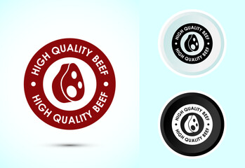 High quality beef icon design illustration, High quality beef meat badge, Fresh meat label, Color black and white