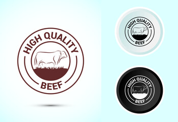 High quality beef icon design illustration, High quality beef meat badge, Fresh meat label, Color black and white