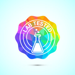 Lab tested icon. Laboratory testing product quality certificate symbol,  Clinically certified, low poly style