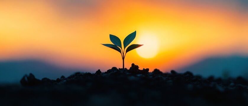 Resilient Seedling: A Symbol of Hope and New Beginnings Against Dark Soil