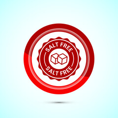 Salt free icon design illustration. No salt sign symbol, Sodium free icon, Red color button design