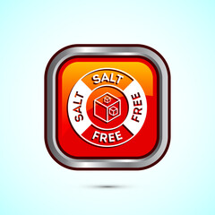 Salt free icon design illustration. No salt sign symbol, Sodium free icon, Orange color square button design