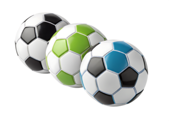 set of soccer balls isolated on white background. PNG.