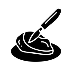 A knife stabbed into the beef The world's best beef icon Vector