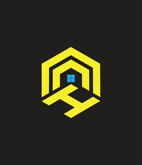 h real state hexagon  vector letter logo