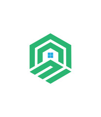 m real state hexagon  vector letter logo