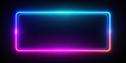 Futuristic Neon Rectangle Frame: AI Generative Art - Set 59