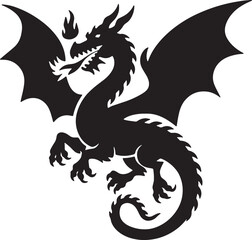 dragon silhouette vector on white background 