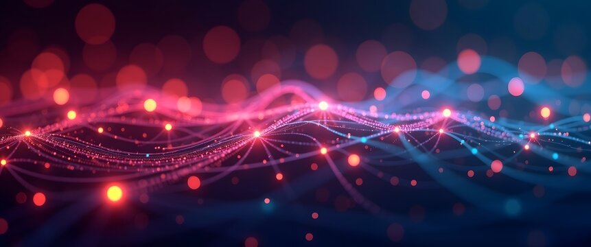 Abstract aesthetic visualizing AI autonomy and automation innovation. Vibrant Streams of Light Particles Creating a Symphonic Visual Experience