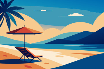 vector illustration of a beach
