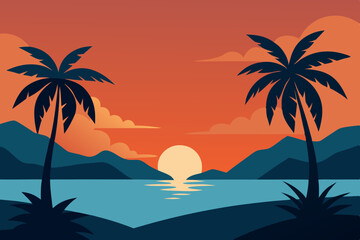 tropical beach with palm trees