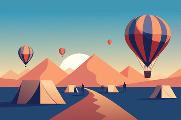 hot air balloon in desert