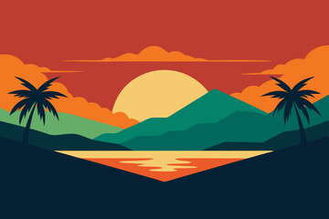vector illustration of a tropical beach