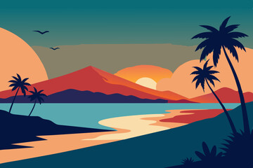 beach with palm trees