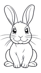 Charming Rabbit Coloring Book Page for Kids in Minimalist Vector Style